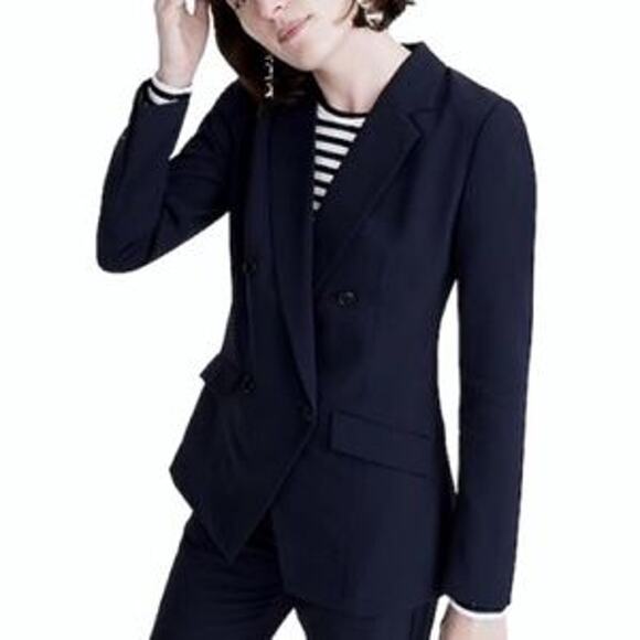 J.Crew 365 Black Preppy Academia Double Breasted Jacket Blazer Size 8 Tall - Picture 1 of 13